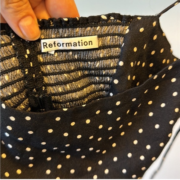 Reformation black polka dot square neckline top - Picture 4 of 5